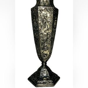 Vintage Ornate Embossed Dutch Village  Jennings Brothers Silver-plated Vase